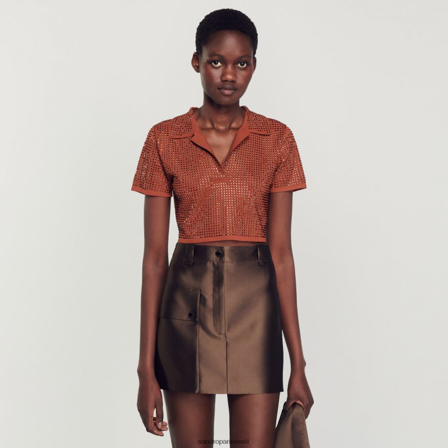 Sandro Paris kehakate naised satiinist lühike seelik BN4RF83 pruun