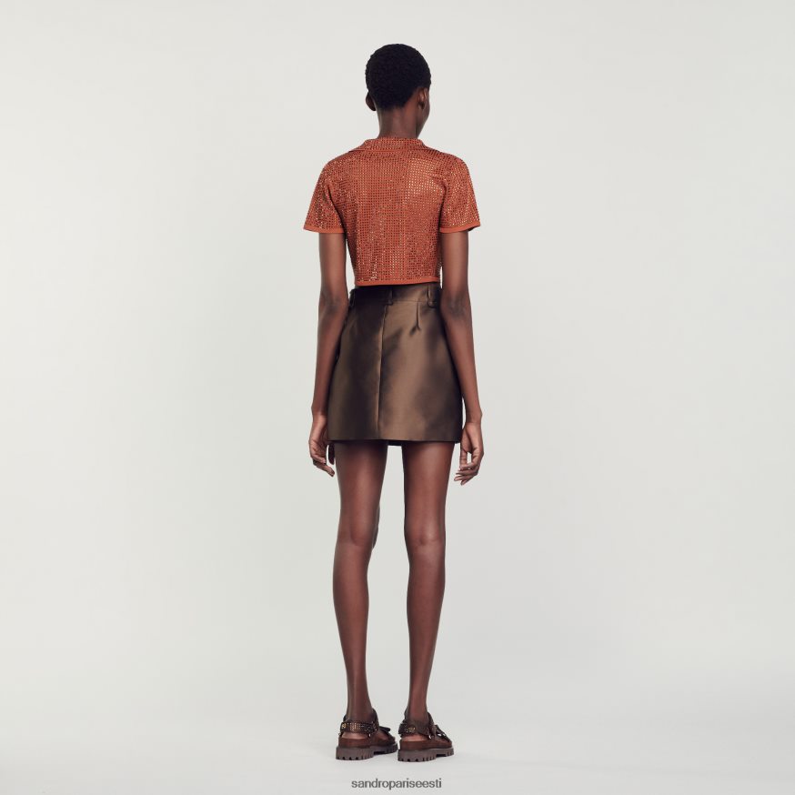 Sandro Paris kehakate naised satiinist lühike seelik BN4RF83 pruun