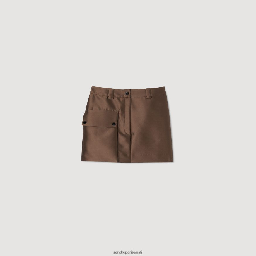 Sandro Paris kehakate naised satiinist lühike seelik BN4RF83 pruun