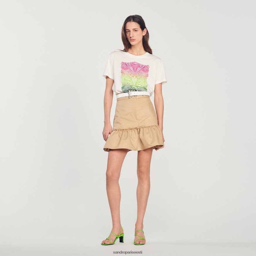 Sandro Paris kehakate naised flokeeritud t-särk BN4RF312 ekru