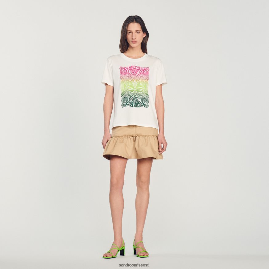 Sandro Paris kehakate naised flokeeritud t-särk BN4RF312 ekru