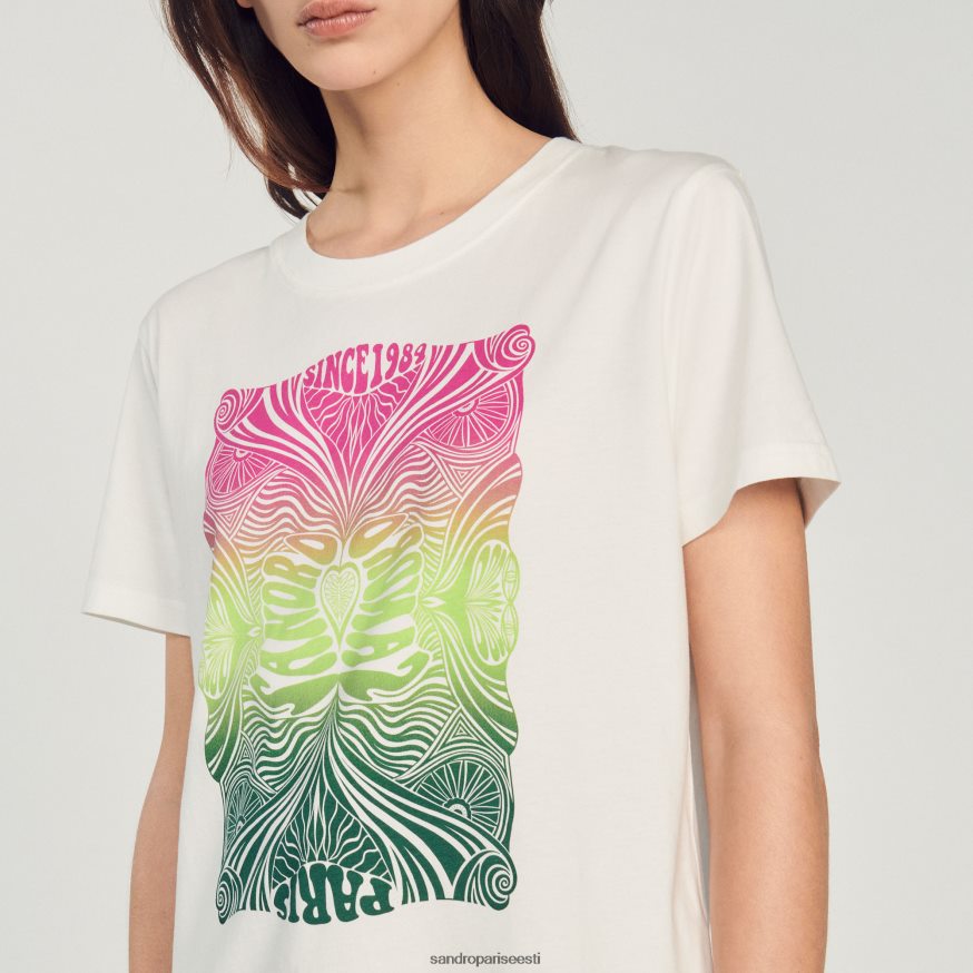 Sandro Paris kehakate naised flokeeritud t-särk BN4RF312 ekru