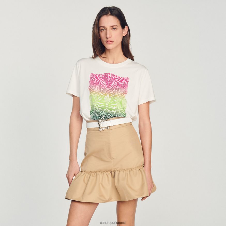 Sandro Paris kehakate naised flokeeritud t-särk BN4RF312 ekru