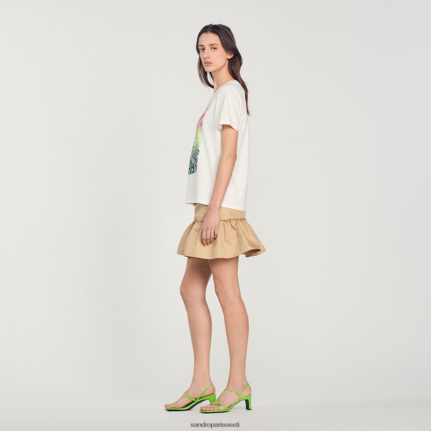 Sandro Paris kehakate naised flokeeritud t-särk BN4RF312 ekru