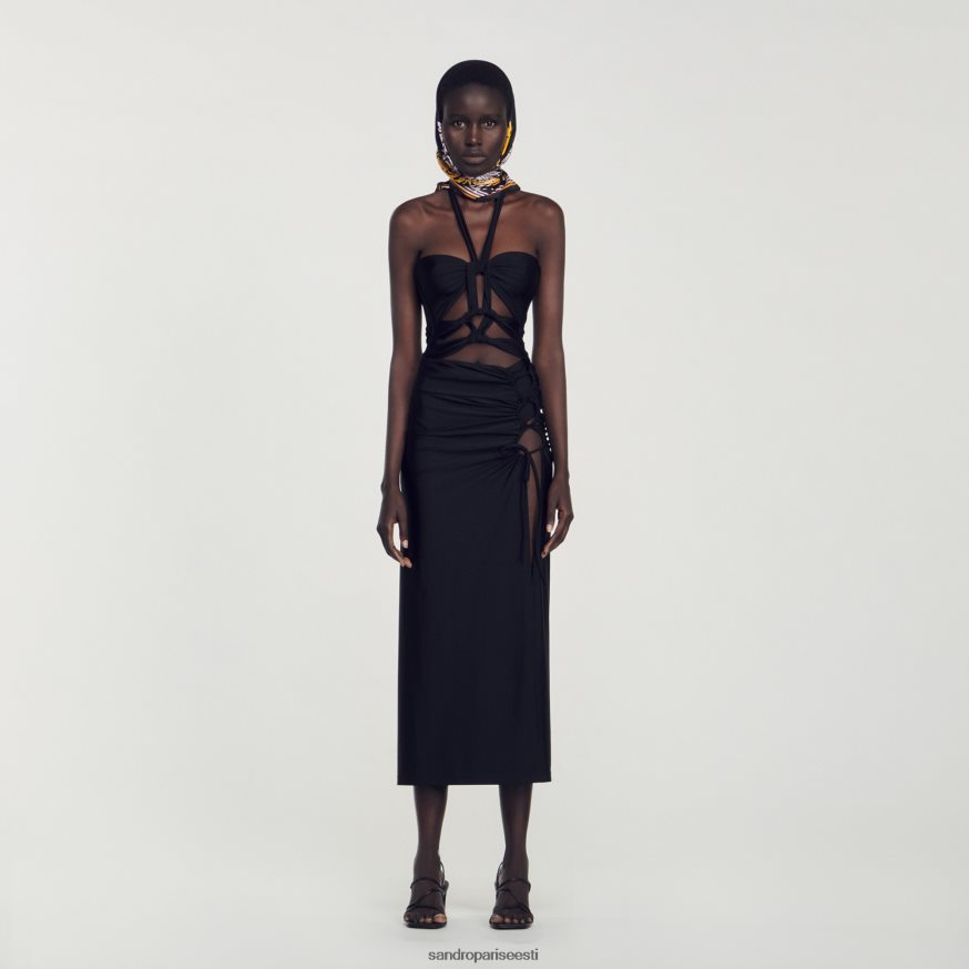 Sandro Paris kehakate naised ühes tükis ažuurne lipsudega ujumistrikoo BN4RF298 must