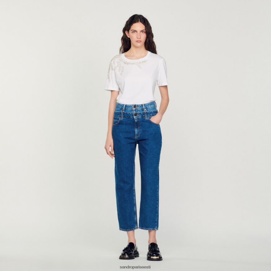 Sandro Paris kehakate naised kiviga kaunistatud t-särk BN4RF150 valge