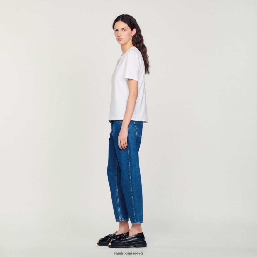 Sandro Paris kehakate naised kiviga kaunistatud t-särk BN4RF150 valge