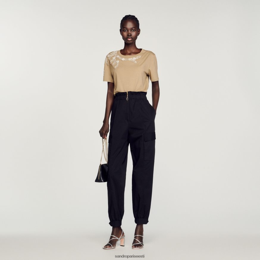 Sandro Paris kehakate naised kiviga kaunistatud t-särk BN4RF151 oliiviroheline