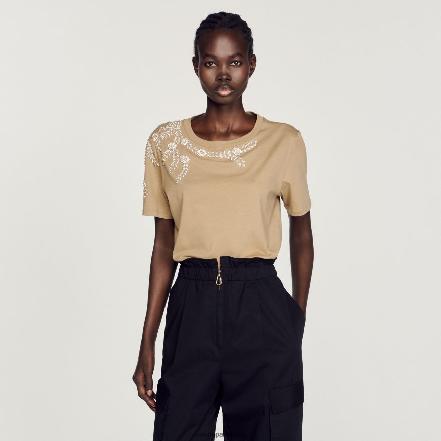 Sandro Paris kehakate naised kiviga kaunistatud t-särk BN4RF151 oliiviroheline