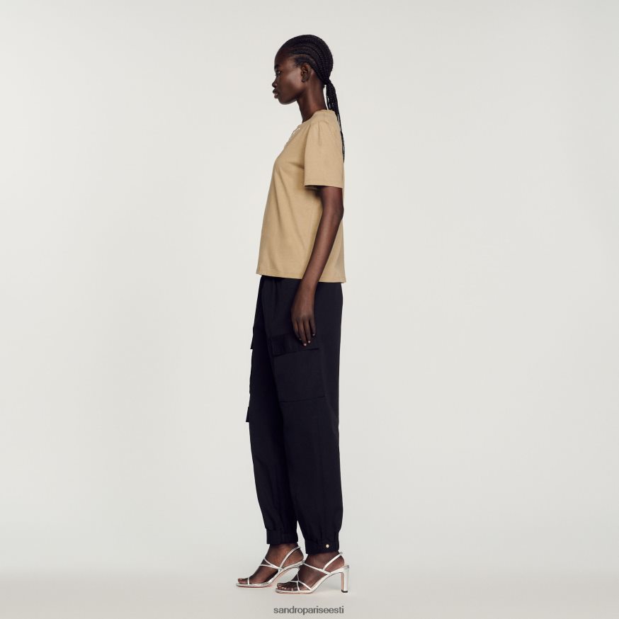 Sandro Paris kehakate naised kiviga kaunistatud t-särk BN4RF151 oliiviroheline