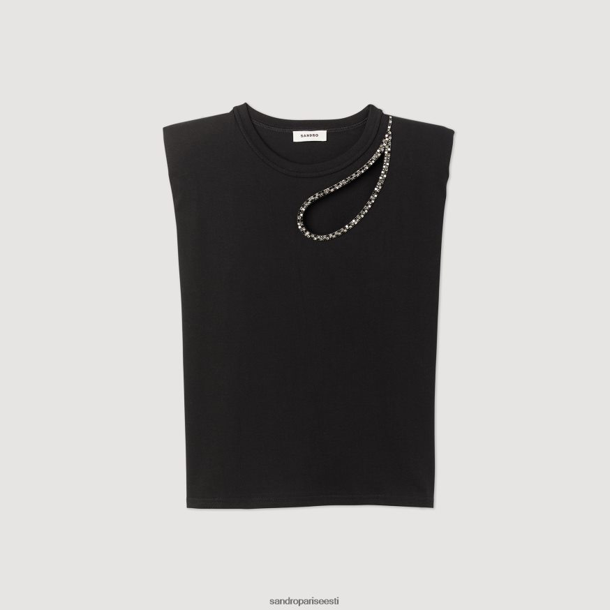 Sandro Paris kehakate naised kivist pisaravärvi T-särk BN4RF111 must