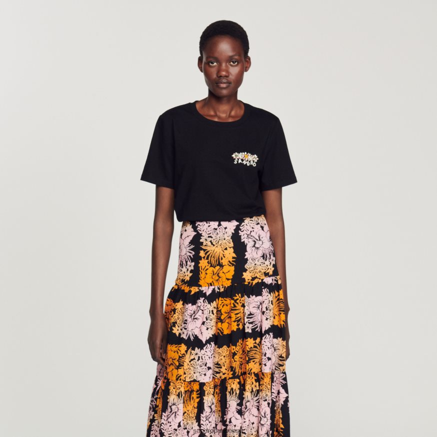 Sandro Paris kehakate naised kivist t-särk BN4RF237 must