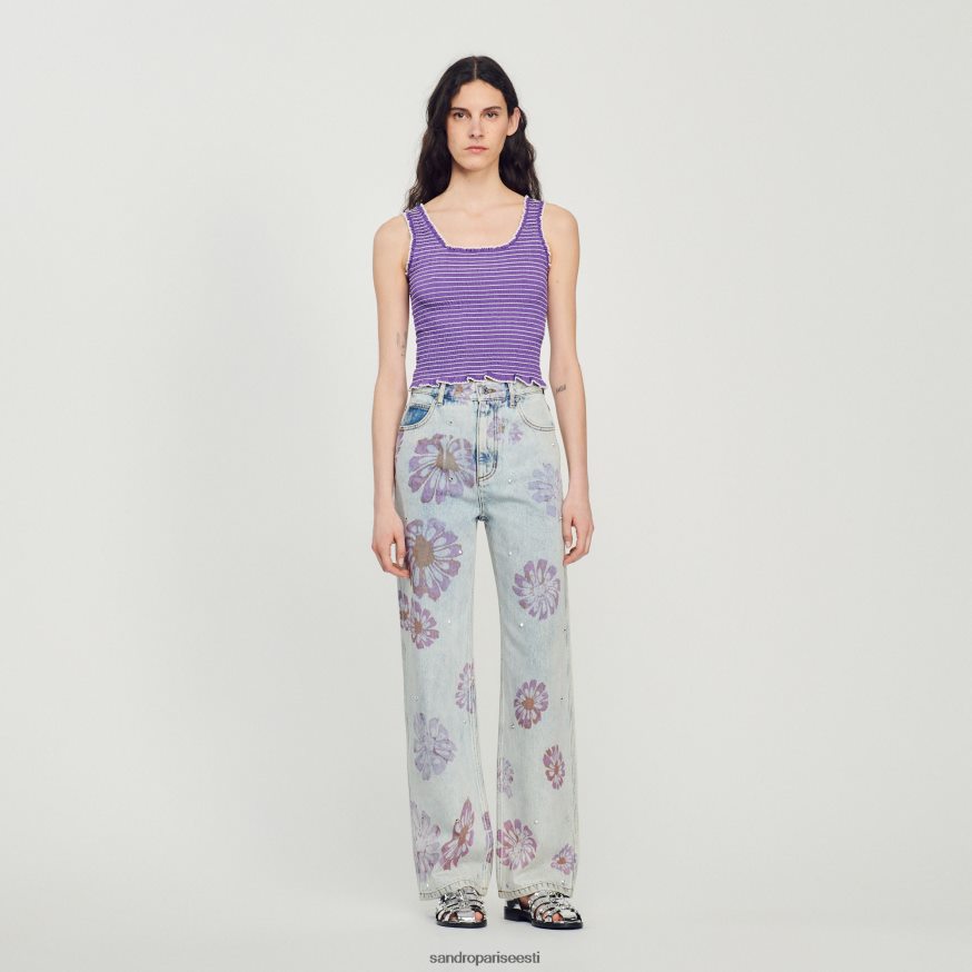 Sandro Paris kehakate naised smocked kärbitud paagitop BN4RF187 lilla