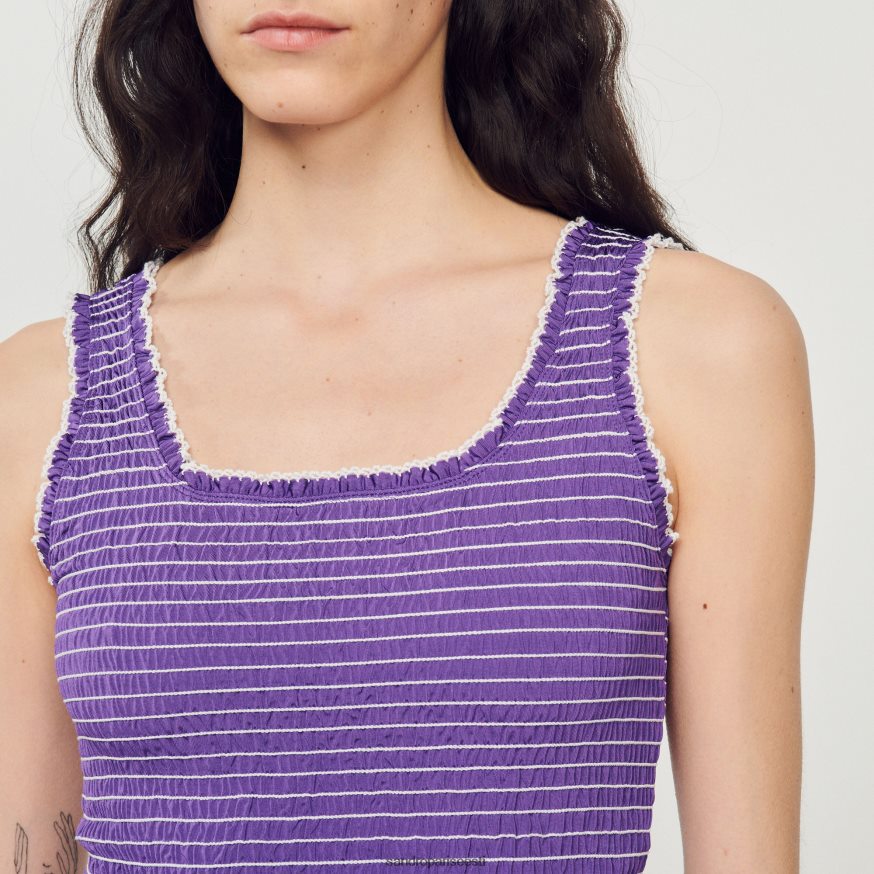Sandro Paris kehakate naised smocked kärbitud paagitop BN4RF187 lilla