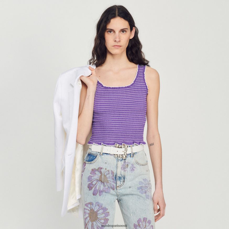 Sandro Paris kehakate naised smocked kärbitud paagitop BN4RF187 lilla