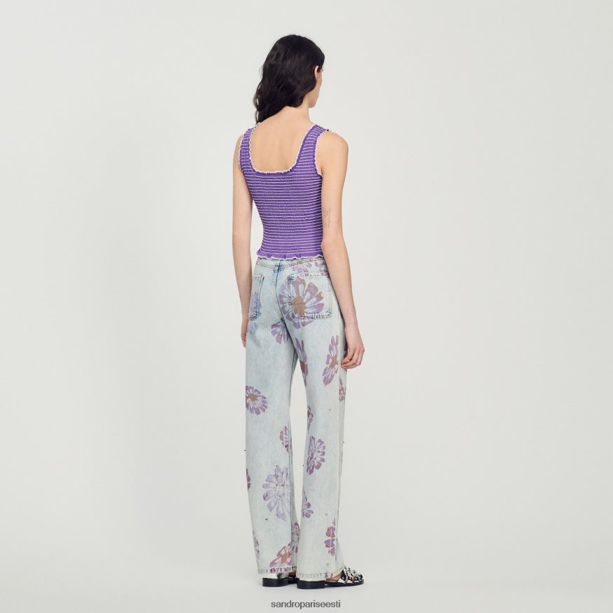 Sandro Paris kehakate naised smocked kärbitud paagitop BN4RF187 lilla