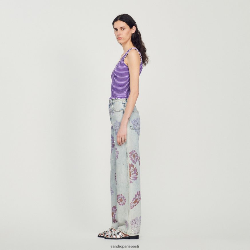 Sandro Paris kehakate naised smocked kärbitud paagitop BN4RF187 lilla