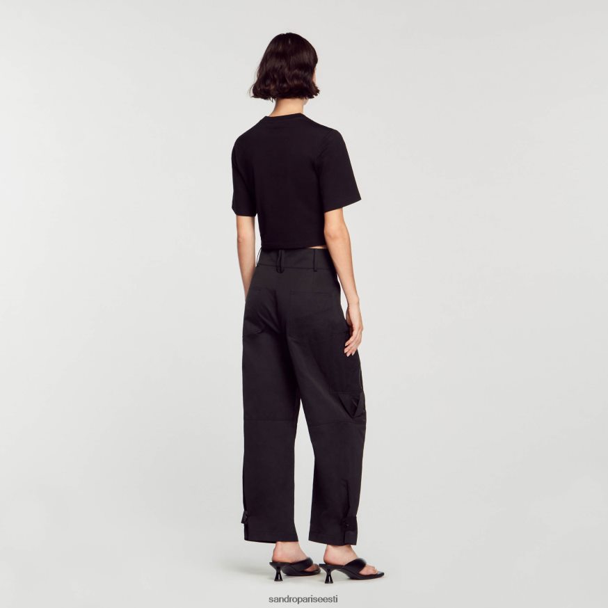 Sandro Paris kehakate naised strassikivist rinnaka disainiga t-särk BN4RF30 must