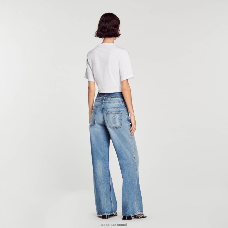 Sandro Paris kehakate naised strassikivist rinnaka disainiga t-särk BN4RF39 valge