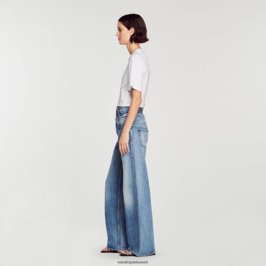 Sandro Paris kehakate naised strassikivist rinnaka disainiga t-särk BN4RF39 valge