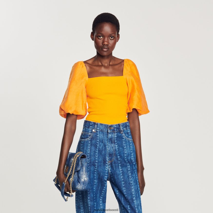 Sandro Paris kehakate naised topeltkangast top BN4RF218 oranž