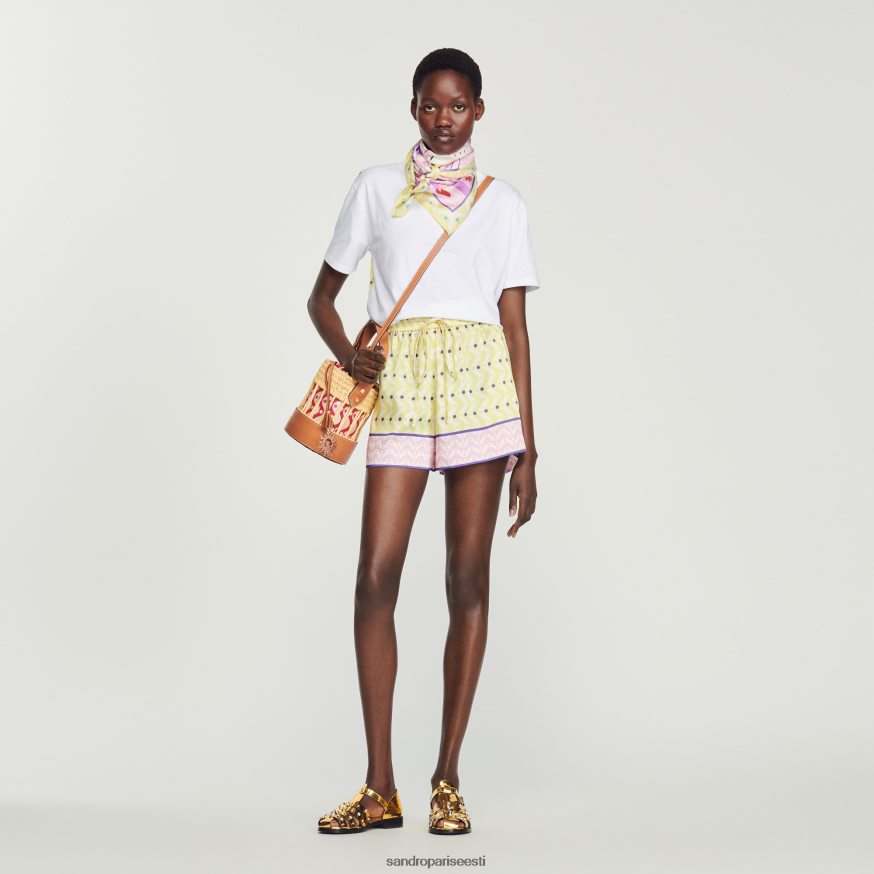 Sandro Paris kehakate naised trükitud tähega T-särk BN4RF160 kollane/lilla