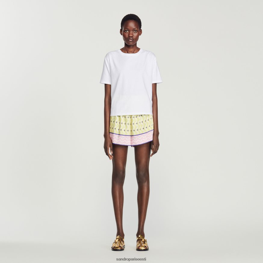 Sandro Paris kehakate naised trükitud tähega T-särk BN4RF160 kollane/lilla