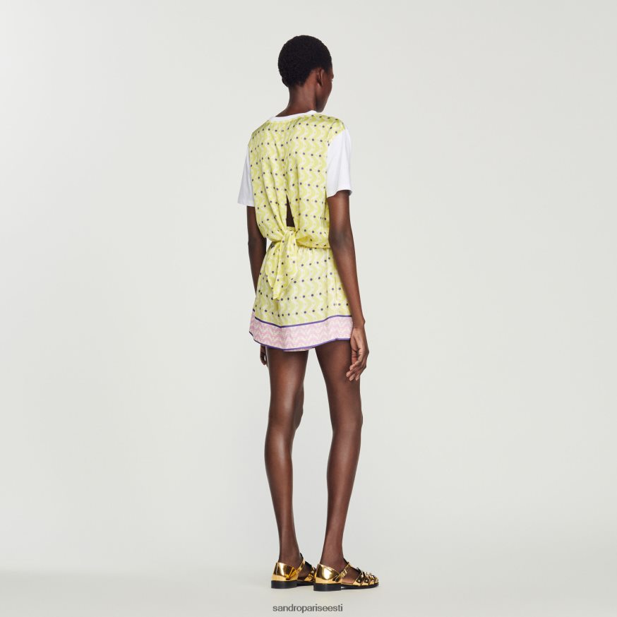 Sandro Paris kehakate naised trükitud tähega T-särk BN4RF160 kollane/lilla