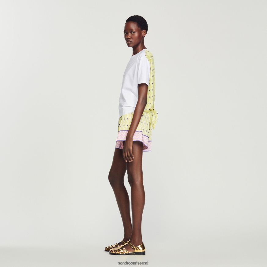 Sandro Paris kehakate naised trükitud tähega T-särk BN4RF160 kollane/lilla