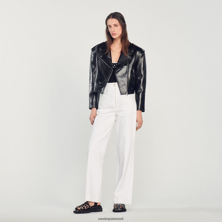 Sandro Paris kehakate naised laia säärega lõuendist püksid BN4RF274 valge