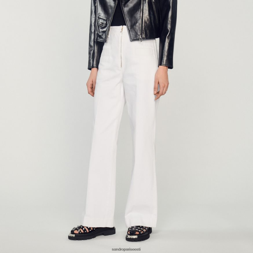 Sandro Paris kehakate naised laia säärega lõuendist püksid BN4RF274 valge