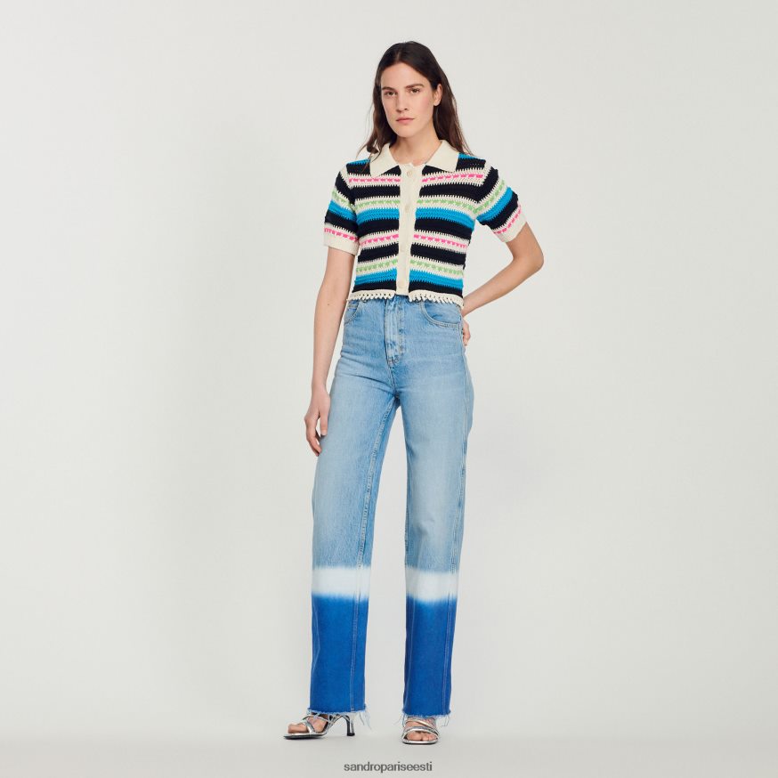 Sandro Paris kehakate naised lipsuga värvitavad teksad BN4RF246 sinised teksad