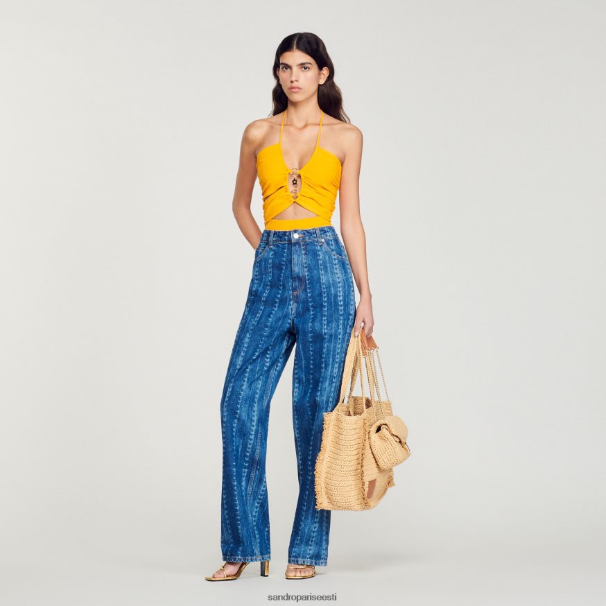 Sandro Paris kehakate naised pleekinud mustriga teksad BN4RF276 sinised teksad