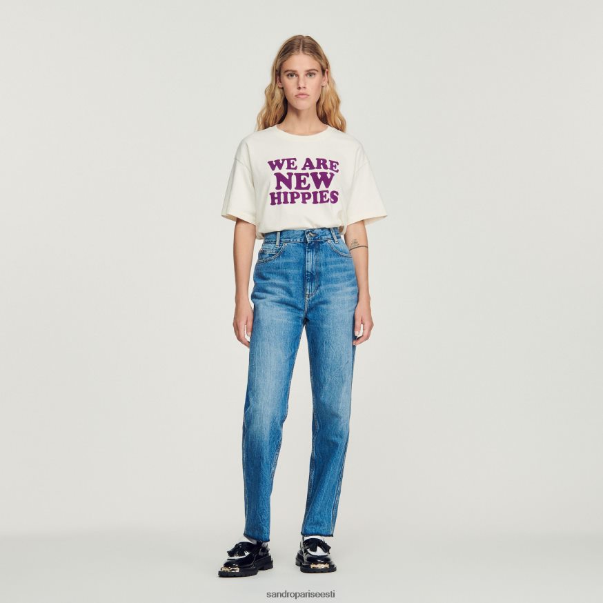 Sandro Paris kehakate naised pleekinud sirge säärega teksad BN4RF317 sinised teksad