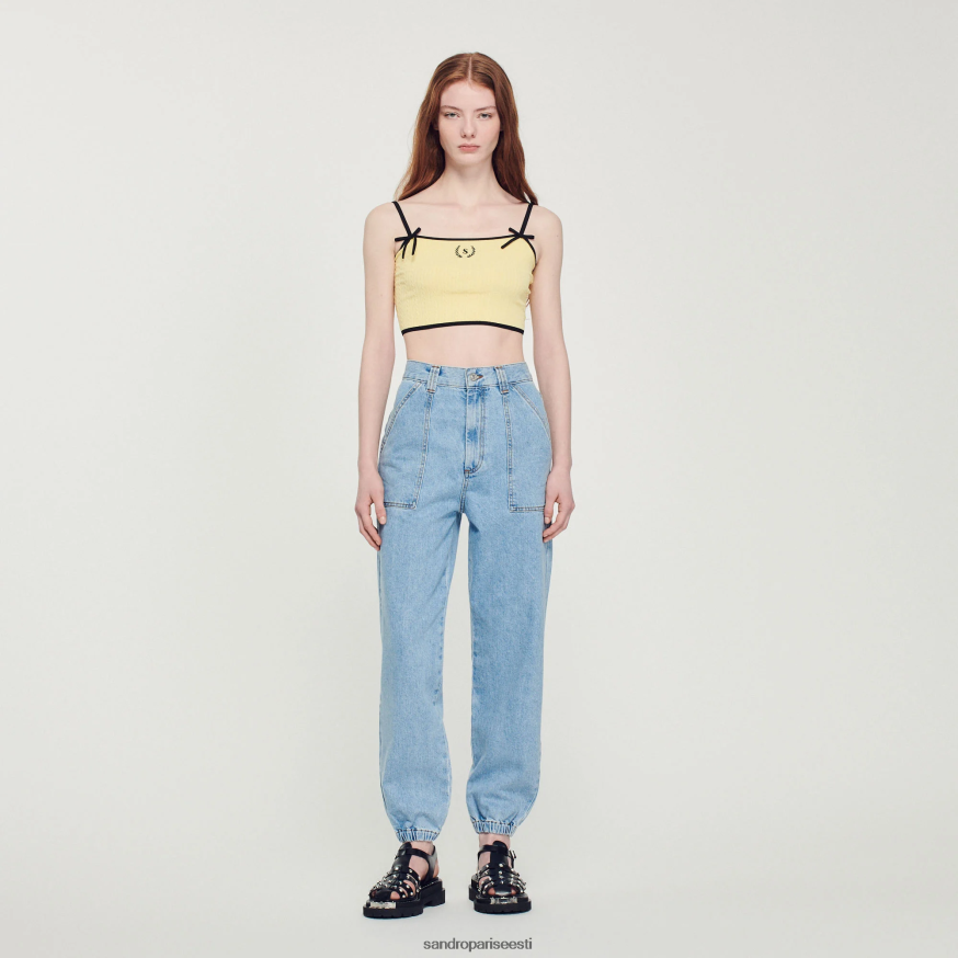 Sandro Paris kehakate naised pleekinud teksapüksid BN4RF283 heledad teksad