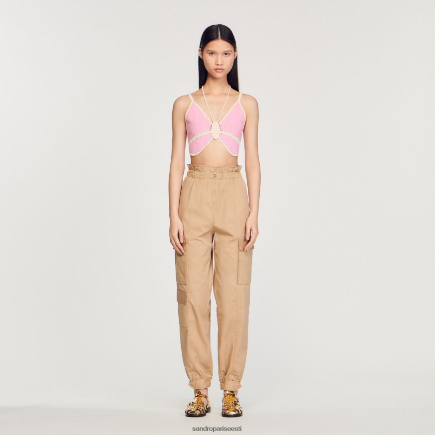 Sandro Paris kehakate naised heegeldatud liblikas topp BN4RF154 roosa