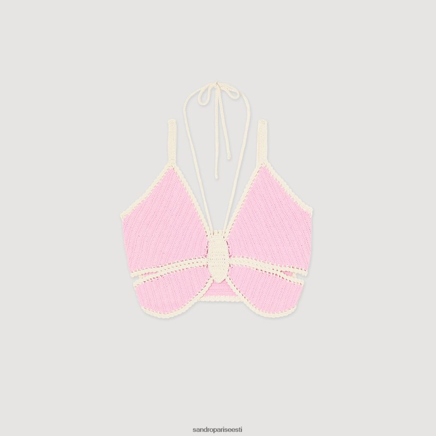 Sandro Paris kehakate naised heegeldatud liblikas topp BN4RF154 roosa