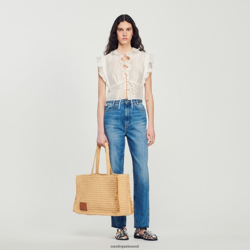 Sandro Paris kehakate naised kõhtu paljastav top BN4RF102 valge