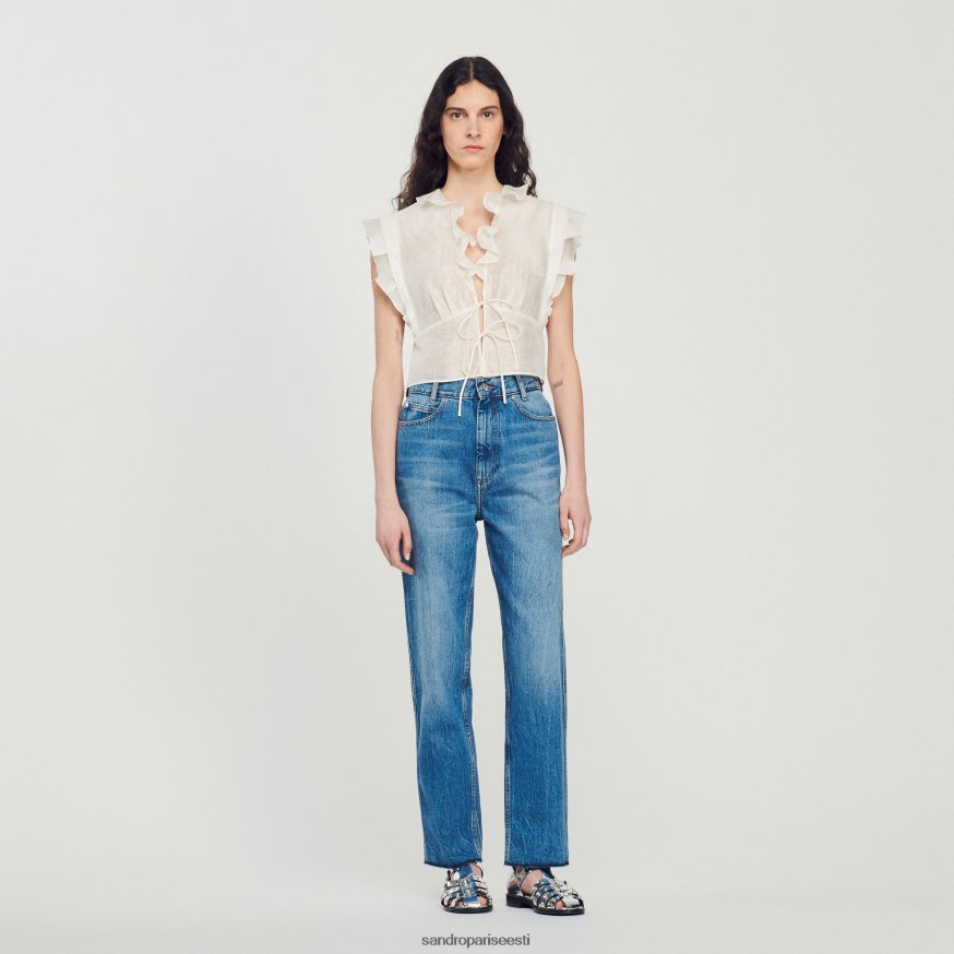 Sandro Paris kehakate naised kõhtu paljastav top BN4RF102 valge