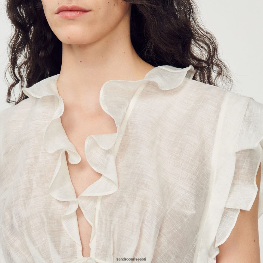 Sandro Paris kehakate naised kõhtu paljastav top BN4RF102 valge