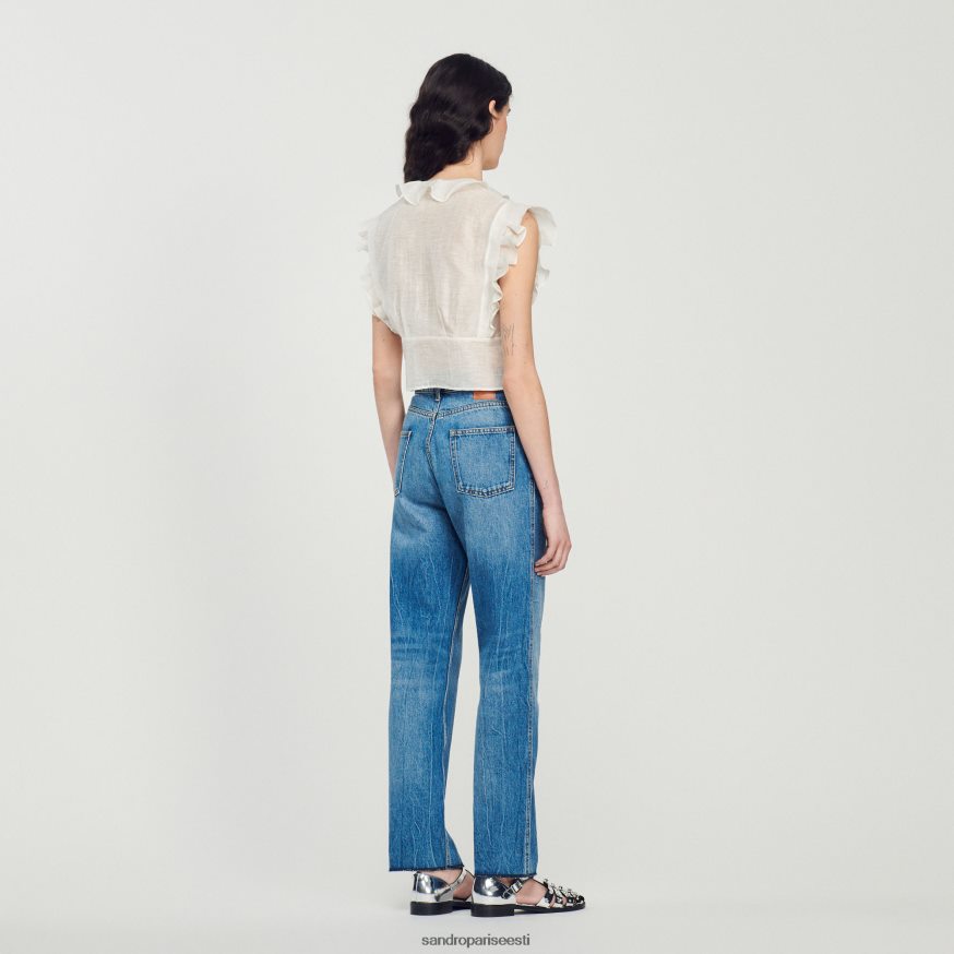 Sandro Paris kehakate naised kõhtu paljastav top BN4RF102 valge