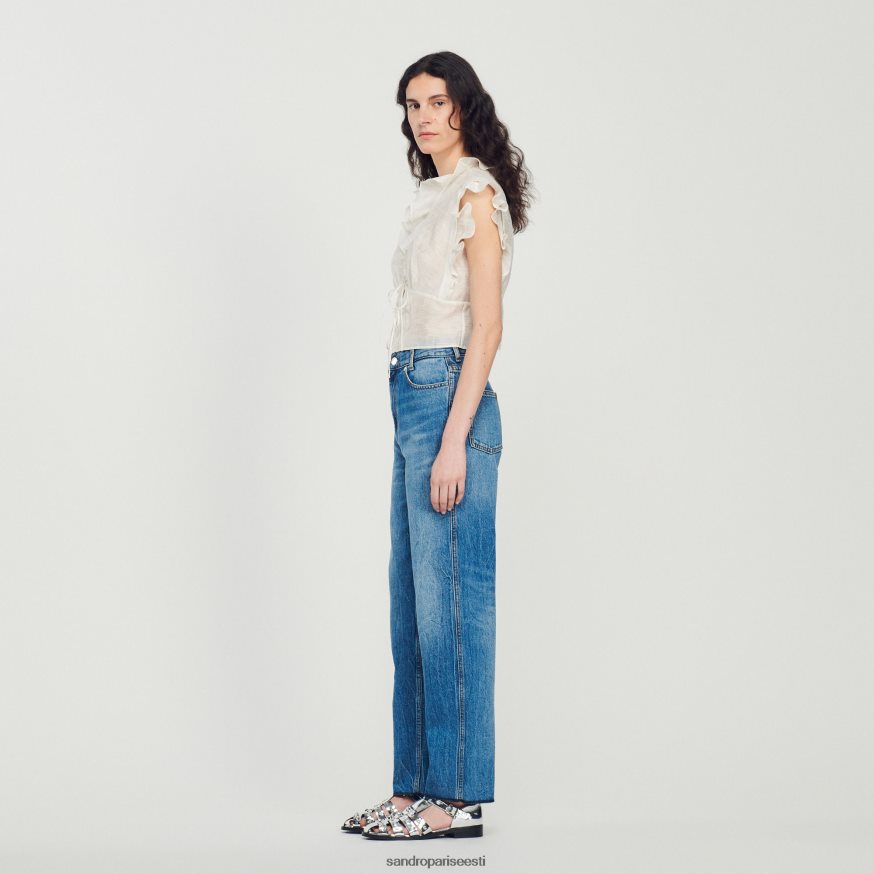 Sandro Paris kehakate naised kõhtu paljastav top BN4RF102 valge