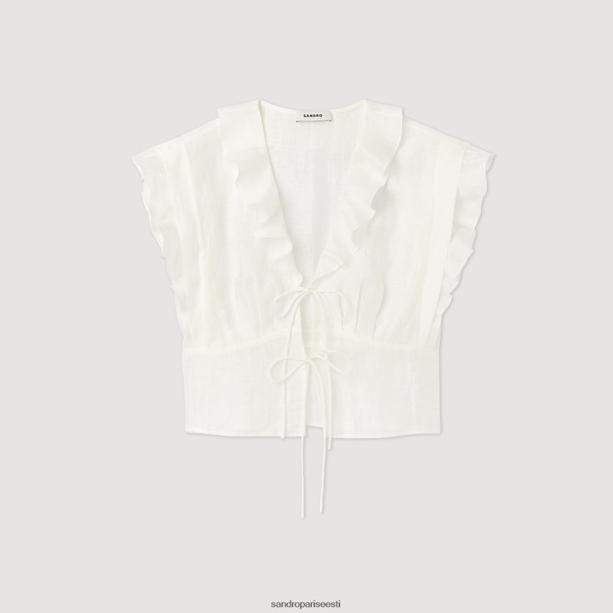 Sandro Paris kehakate naised kõhtu paljastav top BN4RF102 valge