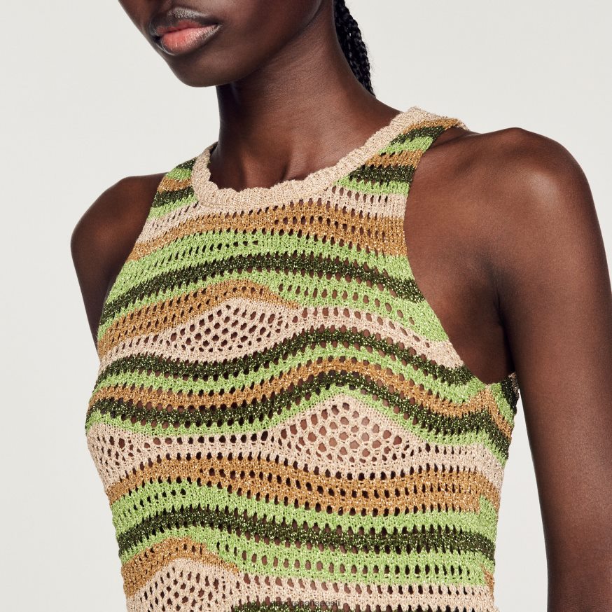 Sandro Paris kehakate naised kärbitud kootud topp BN4RF108 roheline