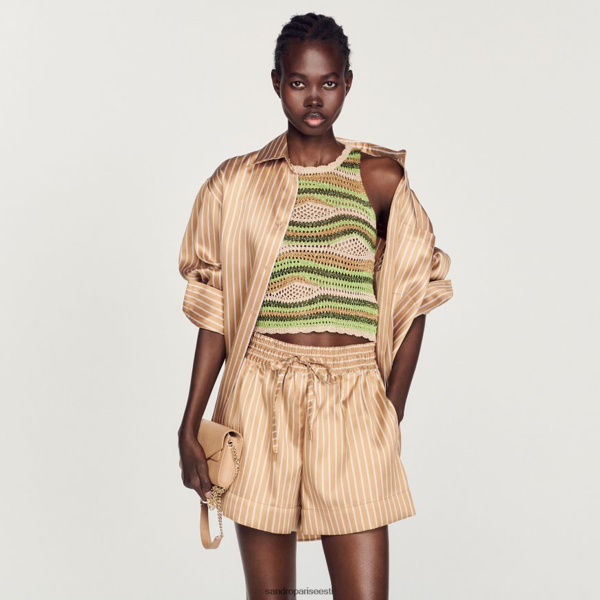 Sandro Paris kehakate naised kärbitud kootud topp BN4RF108 roheline