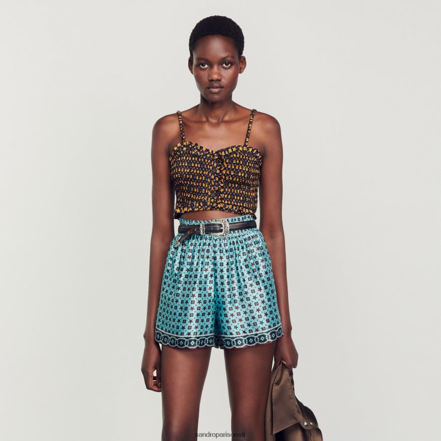 Sandro Paris kehakate naised kärbitud smocked top BN4RF70 must