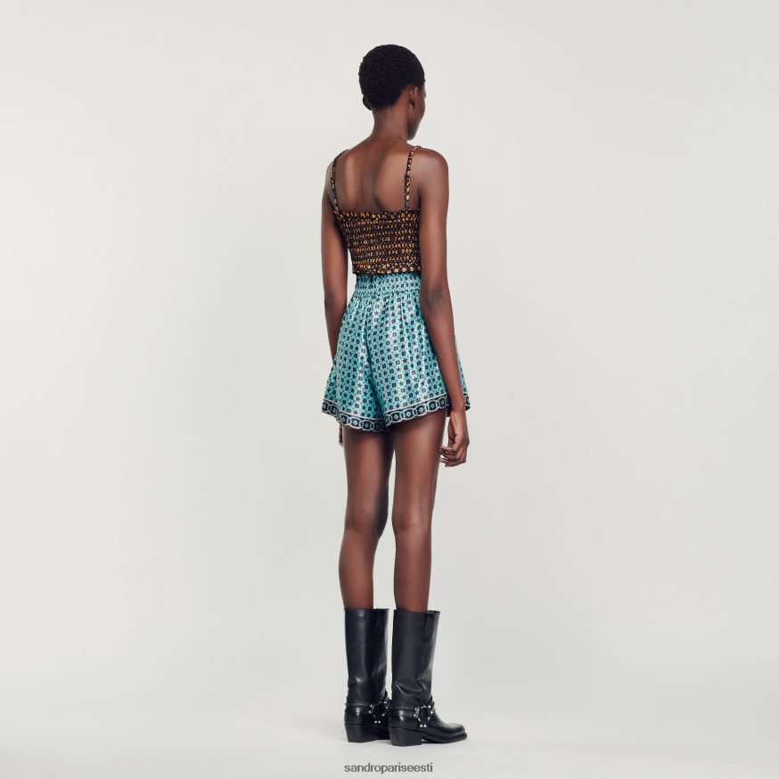 Sandro Paris kehakate naised kärbitud smocked top BN4RF70 must