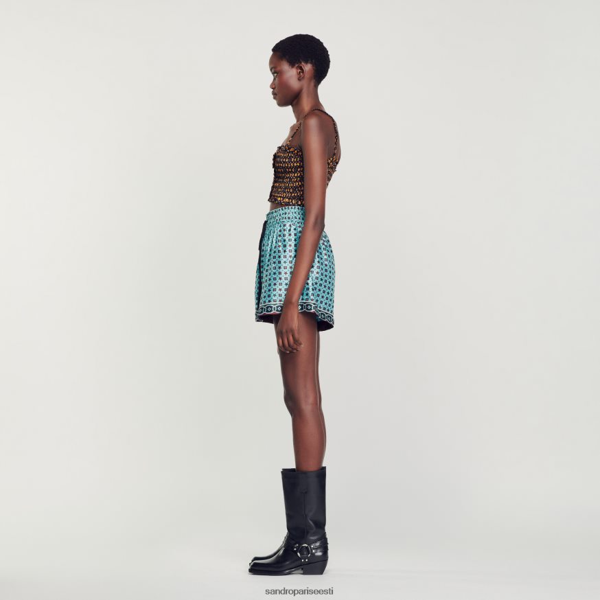 Sandro Paris kehakate naised kärbitud smocked top BN4RF70 must