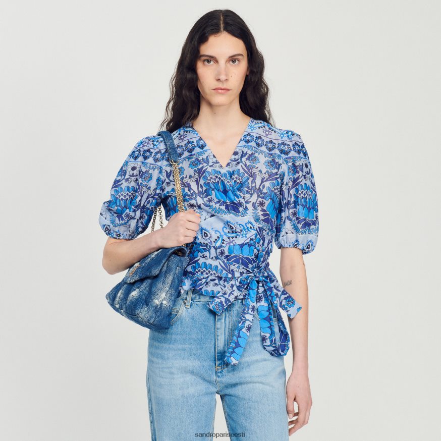 Sandro Paris kehakate naised kärbitud trükitud ümbrispealne BN4RF211 sinine