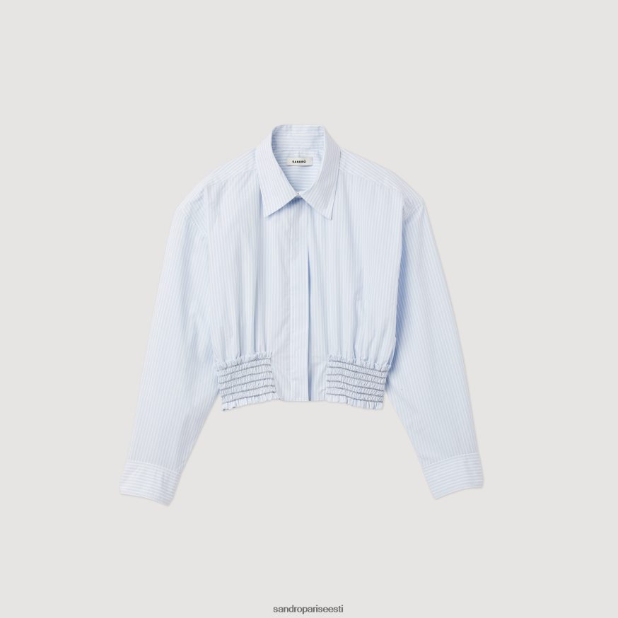 Sandro Paris kehakate naised kärbitud triibuline särk BN4RF288 taevasinine/valge